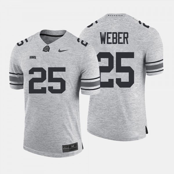 Ohio State Buckeyes Mike Weber Men's #25 Gridiron Limited Gray Limited College Football Jersey 2404AYWH6